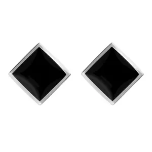 Sterling Silver Whitby Jet Rhombus Earrings