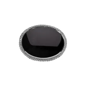 Sterling Silver Whitby Jet Rope Edge Brooch