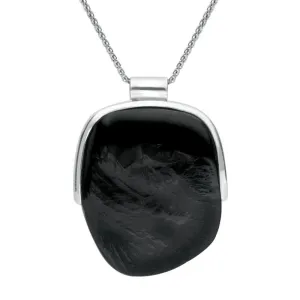 Sterling Silver Whitby Jet Rough Oval Necklace