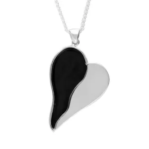 Sterling Silver Whitby Jet Rough Wavy Heart Necklace