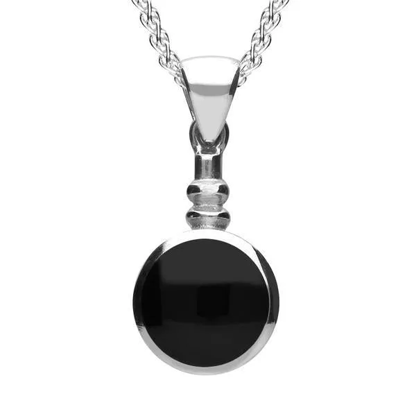 Sterling Silver Whitby Jet Round Bottletop Two Piece Set