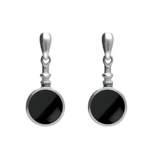 Sterling Silver Whitby Jet Round Bottletop Two Piece Set