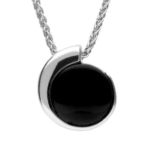 Sterling Silver Whitby Jet Round Part Swirl Necklace