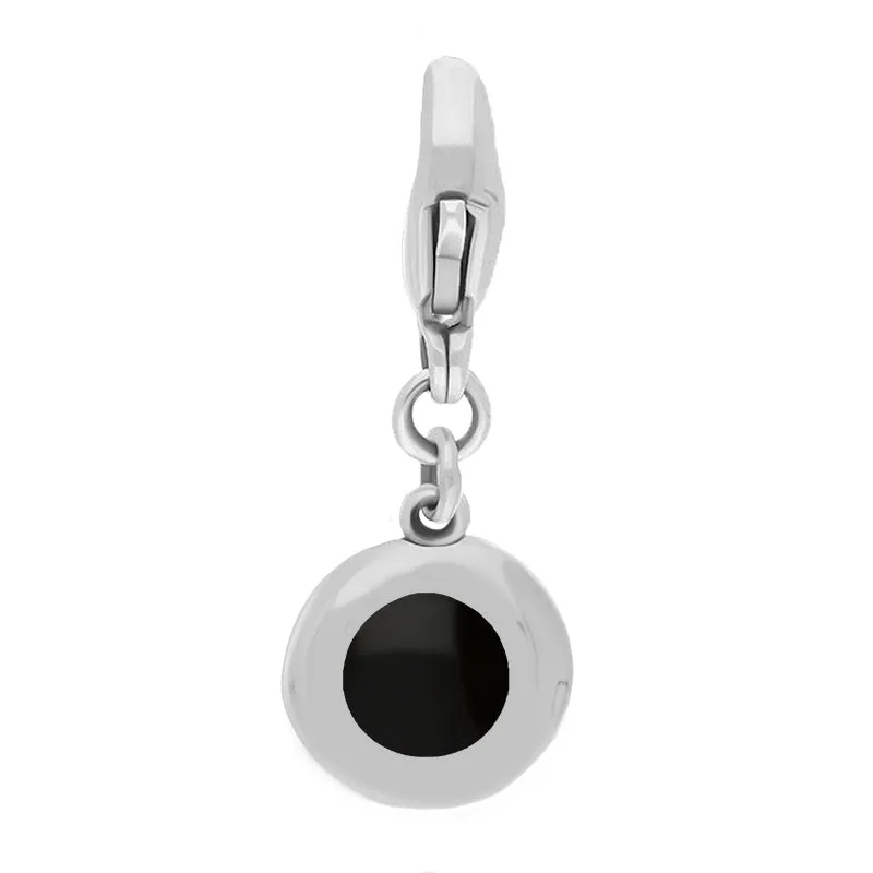 Sterling Silver Whitby Jet Round Shaped Star Clip Charm