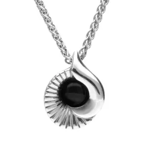 Sterling Silver Whitby Jet Seashell Necklace