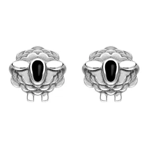 Sterling Silver Whitby Jet Sheep Stud Earrings