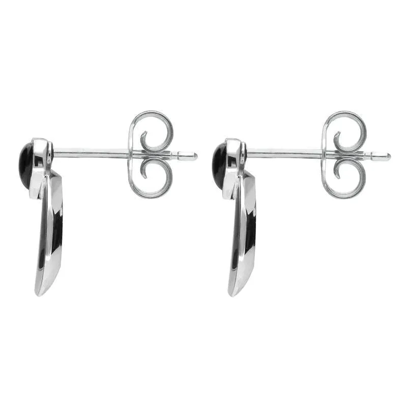 Sterling Silver Whitby Jet Small Heart Circle Stud Earrings