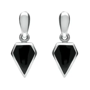 Sterling Silver Whitby Jet Small Kite Drop Earrings
