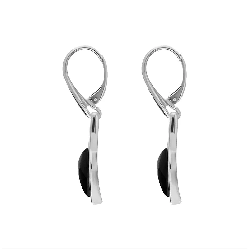 Sterling Silver Whitby Jet Small Leaf Drop Earrings