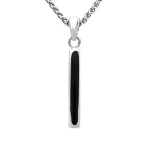 Sterling Silver Whitby Jet Small Slim Oblong Necklace