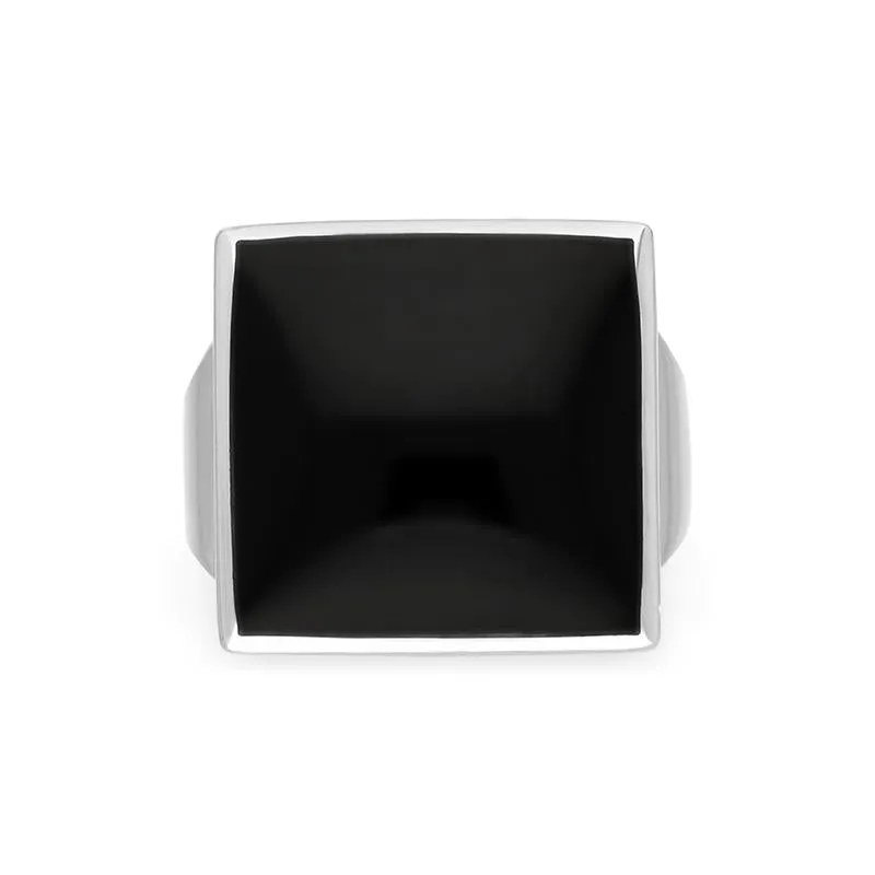 Sterling Silver Whitby Jet Small Square Ring