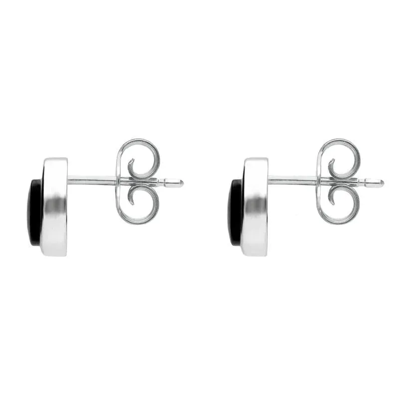 Sterling Silver Whitby Jet Small Swirl Stud Earrings
