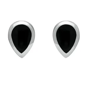 Sterling Silver Whitby Jet Small Teardrop Stud Earrings