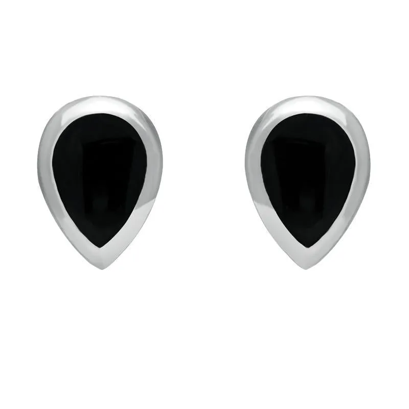 Sterling Silver Whitby Jet Small Teardrop Stud Earrings