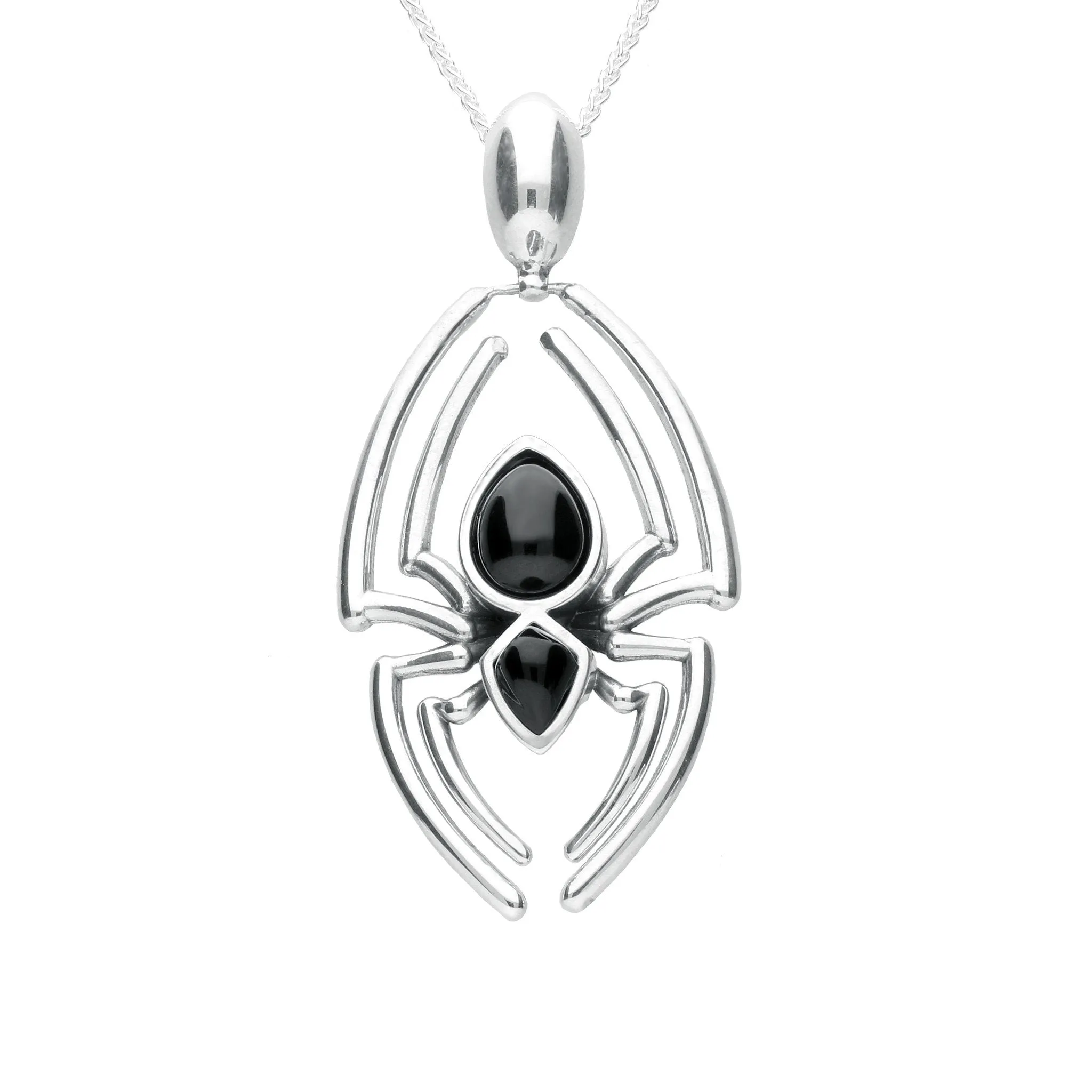 Sterling Silver Whitby Jet Spider Necklace