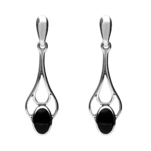 Sterling Silver Whitby Jet Spoon Drop Earrings