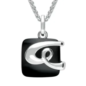 Sterling Silver Whitby Jet Square Knot Necklace