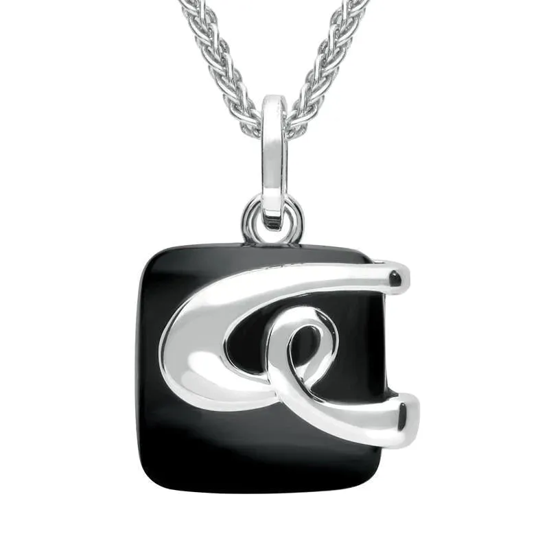 Sterling Silver Whitby Jet Square Knot Necklace
