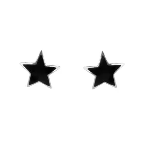 Sterling Silver Whitby Jet Star Shaped Stud Earrings