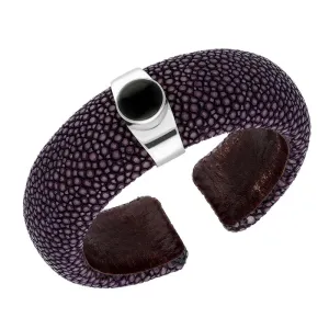 Sterling Silver Whitby Jet Stingray Unique Purple Bangle