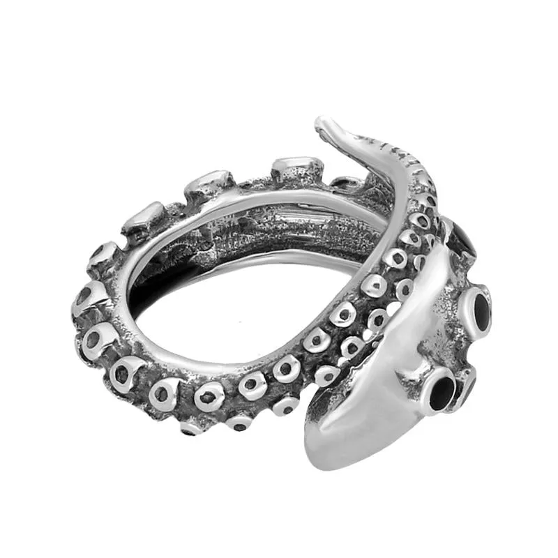 Sterling Silver Whitby Jet Tentacle Ring