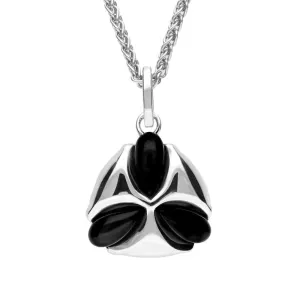 Sterling Silver Whitby Jet Three Stone Petal Necklace