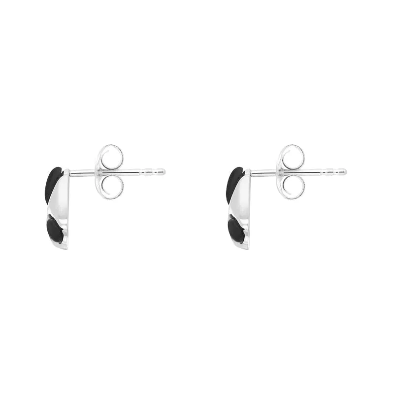Sterling Silver Whitby Jet Three Stone Triangle Stud Earrings