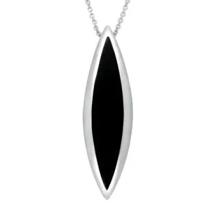 Sterling Silver Whitby Jet Toscana Long Marquise Necklace