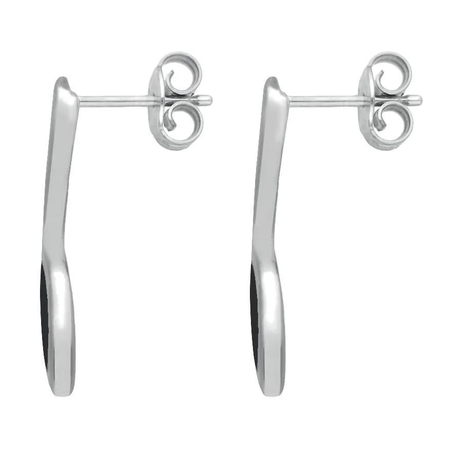 Sterling Silver Whitby Jet Toscana Long Marquise Stud Earrings