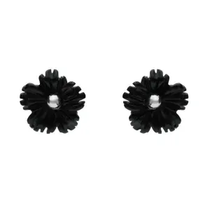 Sterling Silver Whitby Jet Tuberose 8mm Flower Stud Earrings