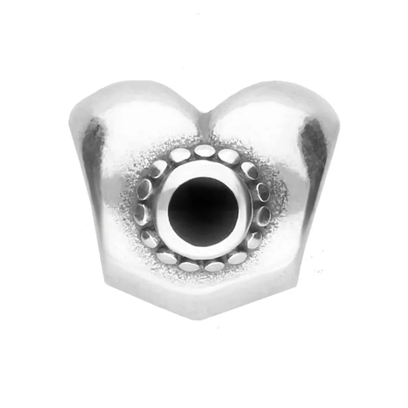 Sterling Silver Whitby Jet Two Stone Heart Charm