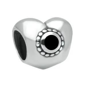 Sterling Silver Whitby Jet Two Stone Heart Charm
