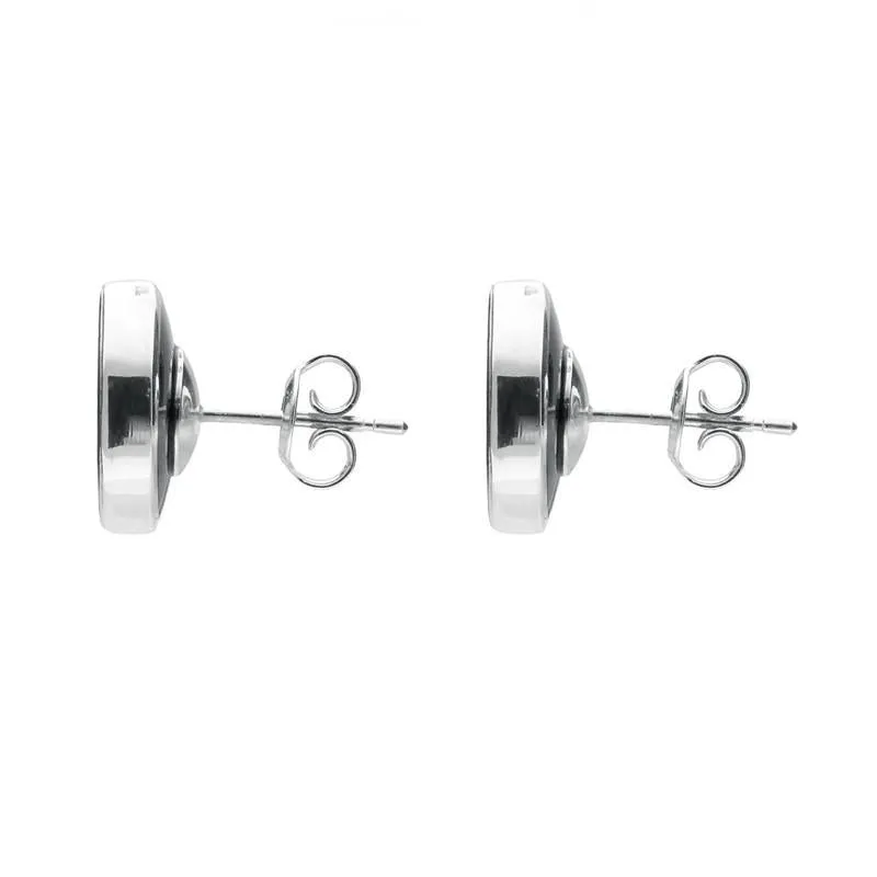 Sterling Silver Whitby Jet Whitby Abbey Round Window Stud Earrings