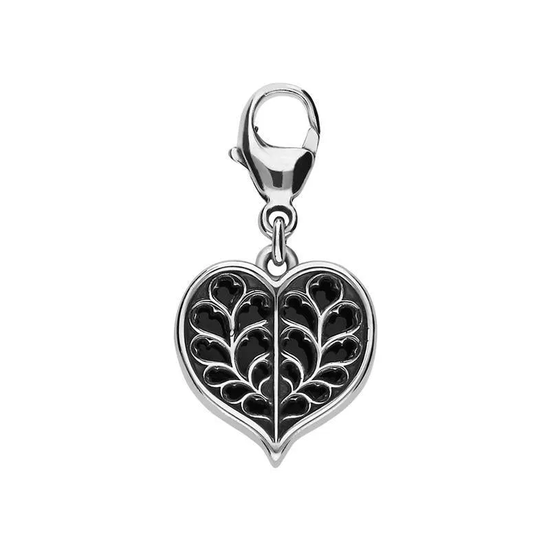 Sterling Silver Whitby Jet York Minster Heart Charm