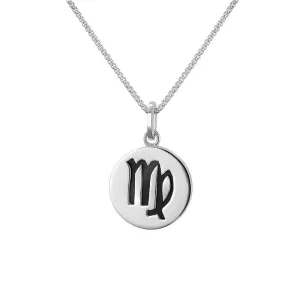 Sterling Silver Whitby Jet Zodiac Virgo Round Necklace