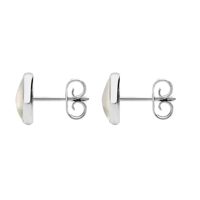 Sterling Silver White Mother of Pearl 8mm Classic Large Round Stud Earrings