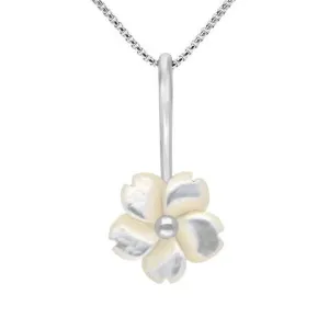Sterling Silver White Mother of Pearl Tuberose 15mm Gypsophila Necklace