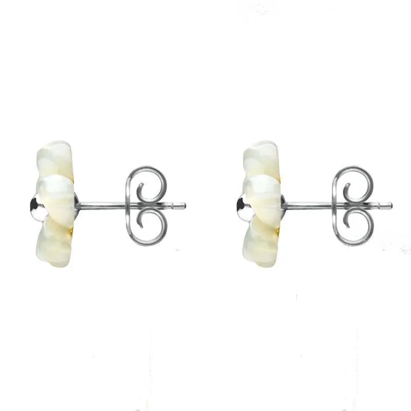 Sterling Silver White Mother of Pearl Tuberose 8mm Gypsophila Stud Earrings