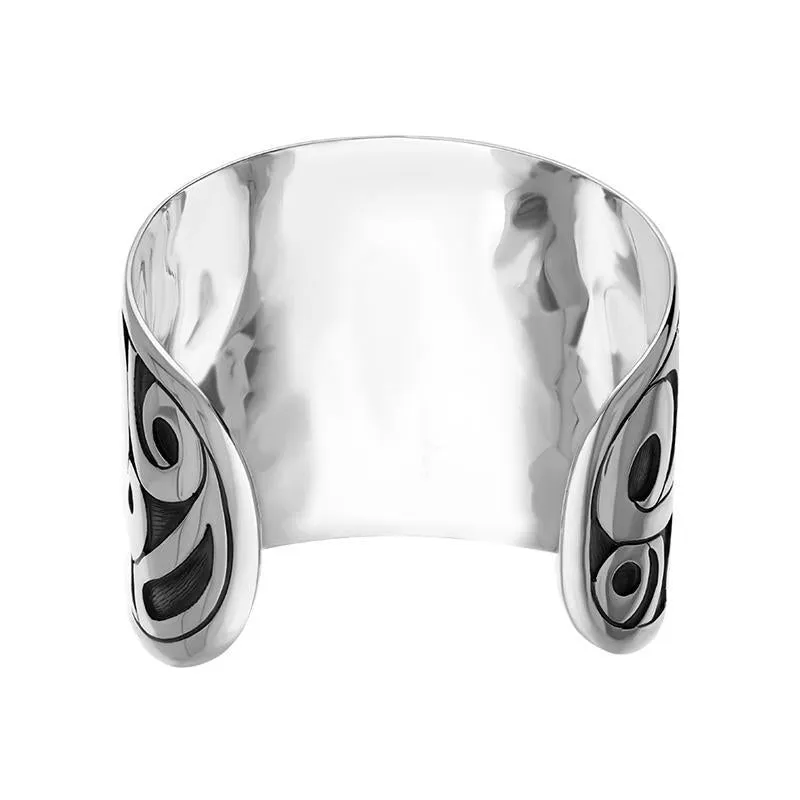 Sterling Silver Wide Unique Gothic Cuff Bangle