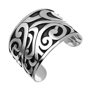Sterling Silver Wide Unique Gothic Cuff Bangle