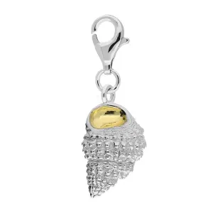 Sterling Silver Yellow Gold Large Ridged Conch Shell Charm