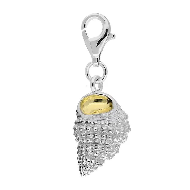 Sterling Silver Yellow Gold Large Ridged Conch Shell Charm