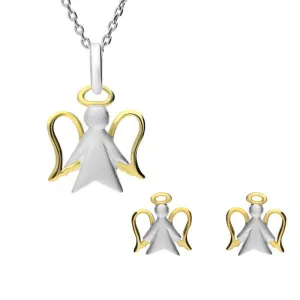 Sterling Silver Yellow Gold Plated Angel Two Piece Set