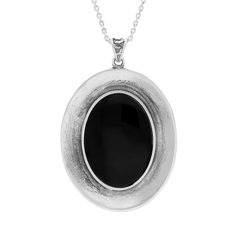 Sterling Silver Yellow Gold Plated Whitby Jet Dracula 125 Year Anniversary Large Oval Pendant
