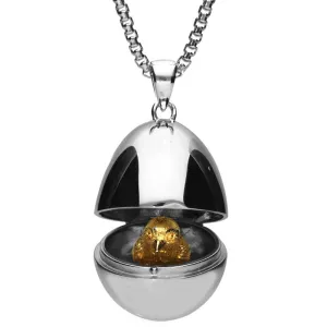 Sterling Silver Yellow Gold Small Easter Egg and Chick Necklace
