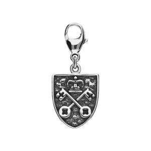 Sterling Silver York Minster Cross Key and Rose Shield Lobster Clasp Charm
