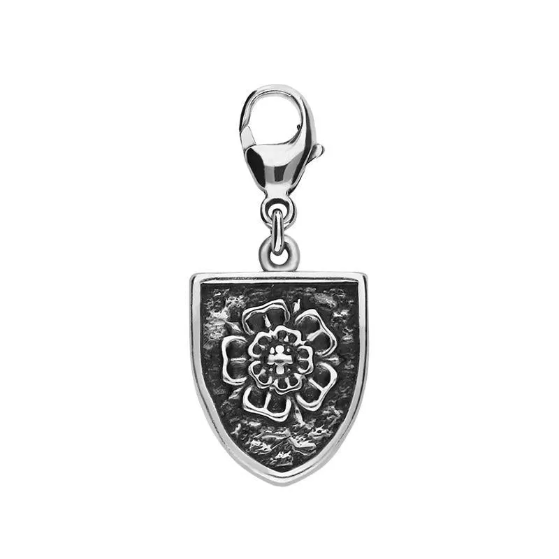 Sterling Silver York Minster Cross Key and Rose Shield Lobster Clasp Charm