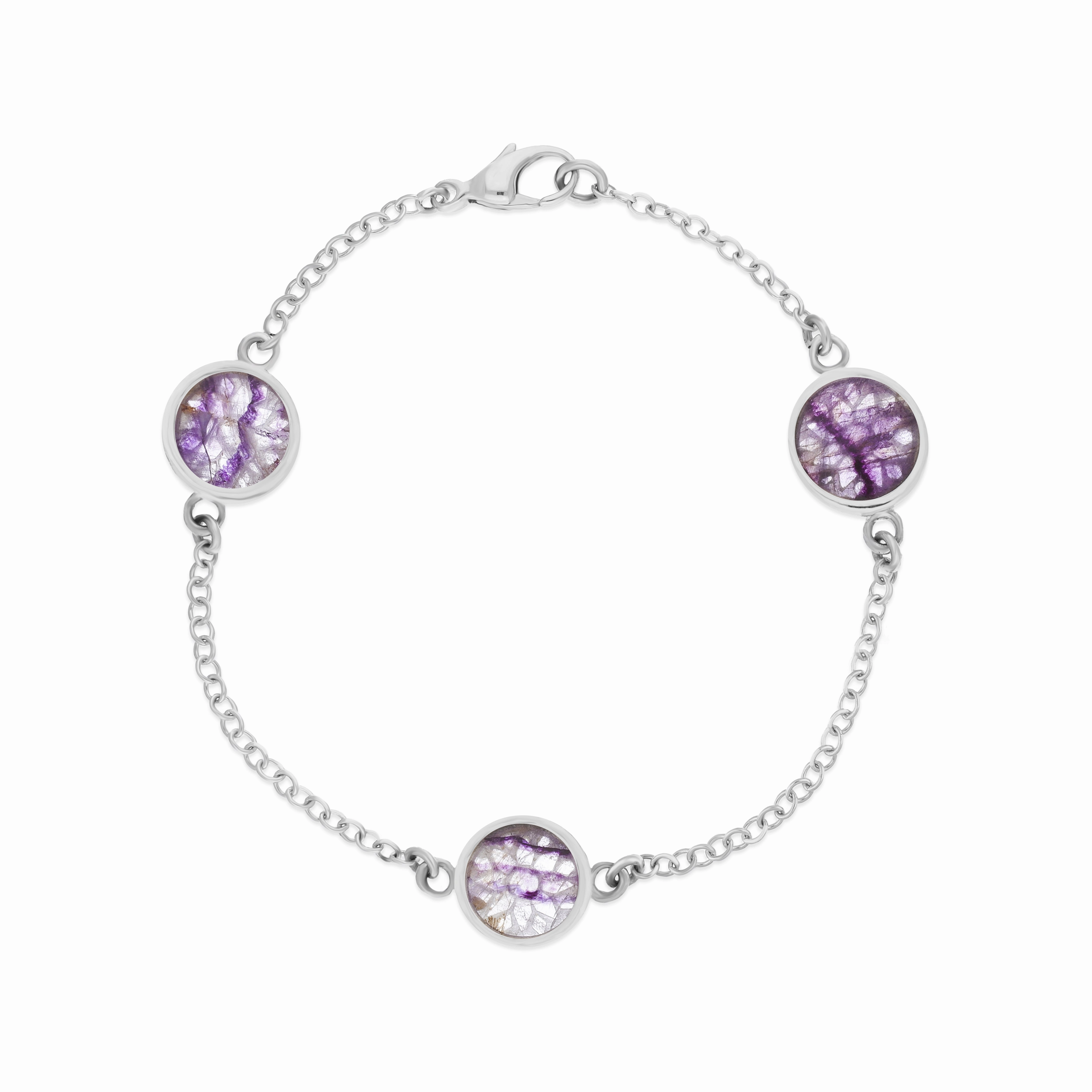 Sterling Silver 10mm Blue John Three Round Chatsworth Dcor Bracelet