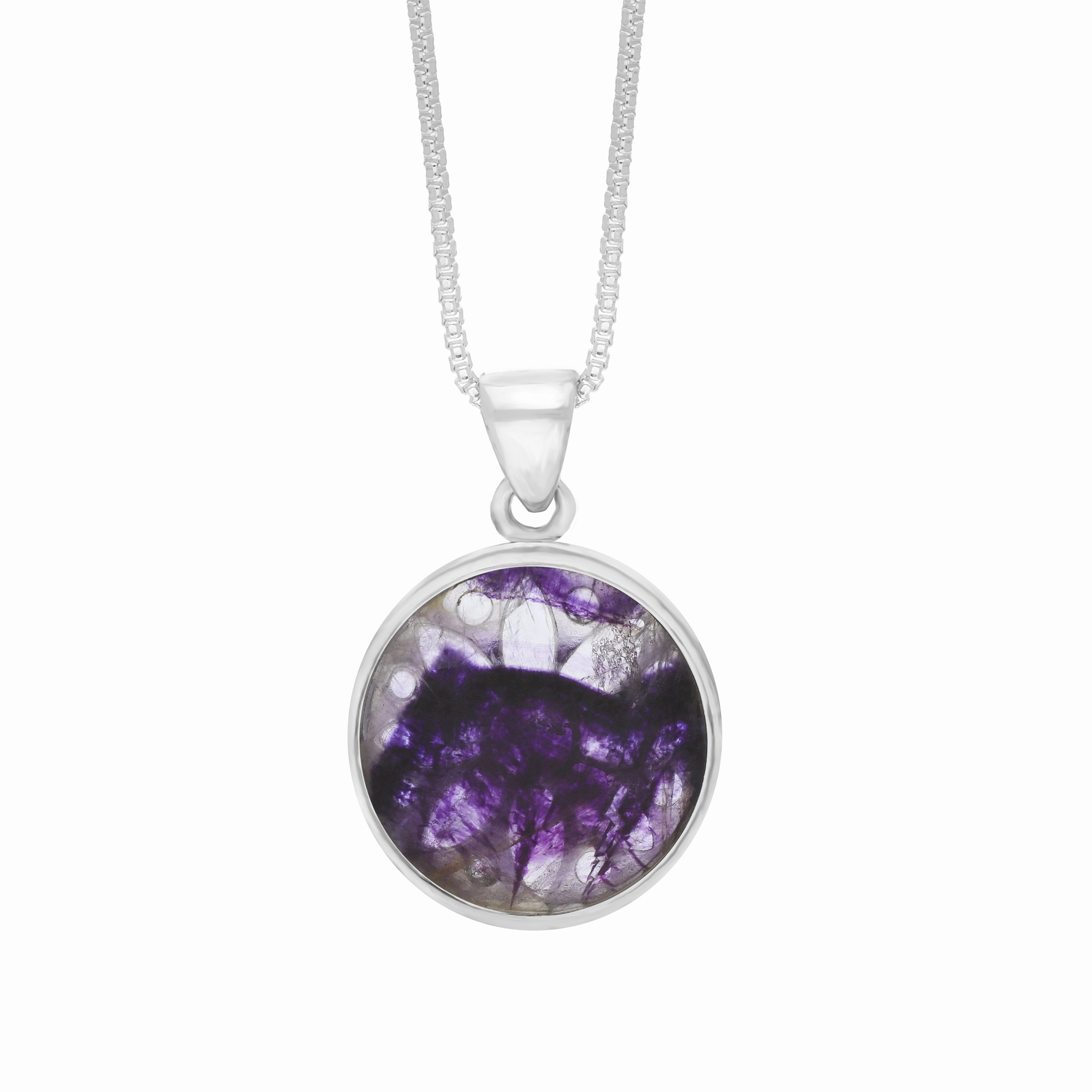 Sterling Silver 17mm Blue John Chatsworth Dcor Round Sunflower Pendant