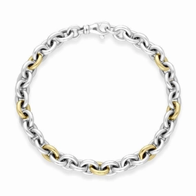 Sterling Silver 18ct Yellow Gold Chain Link Handmade Bracelet